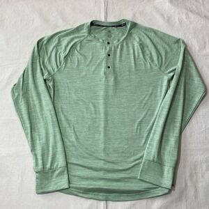 Men's Gaiam Long Sleeve Henley Snap Green Yoga Hiking